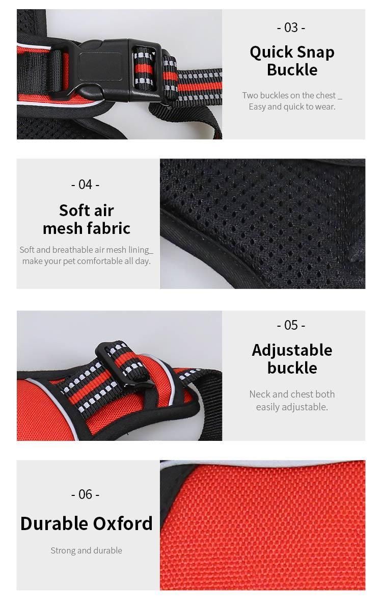 Custom High End Reflective Vest Mesh Padding Pet Set Soft Neoprene Customizable Without Handle Harness Dog Leash