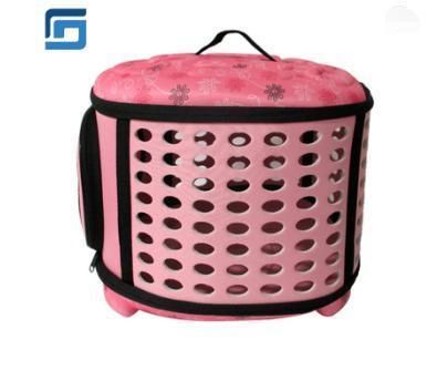 Portable Folding Knit Fabric Printed Outdoor Breathable Vents Soft Sided Carrier Bags for Pet with Solid Black