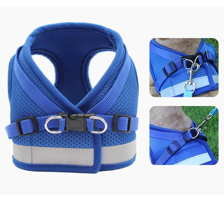 Soft Mesh Plaid Puppy Classic Solid Design Breathable Air Mesh Fabric Custom Adjustable Pet Pulling Dog Harness