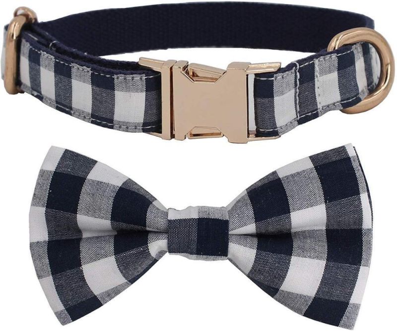 Amazon High Quality Elegant British Plaid Adjustable Breakaway Pet Cat Dog Collar with Bow Tie, Plaid Collars Adjustable Bowknot Pet Dog Collar