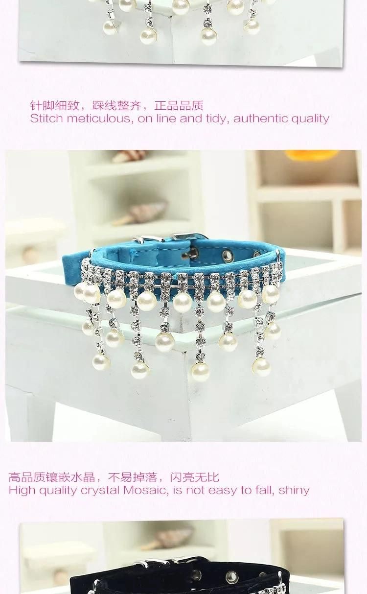 Fashion Velvet Luxury Jewel Diamante Dog Collar Pet Cat Collar Necklace Accessories Wholesale