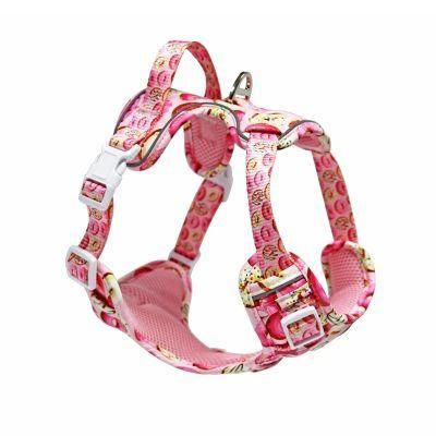 No Pull Adjustable Service Air Mesh Reflective Print Dog Harness