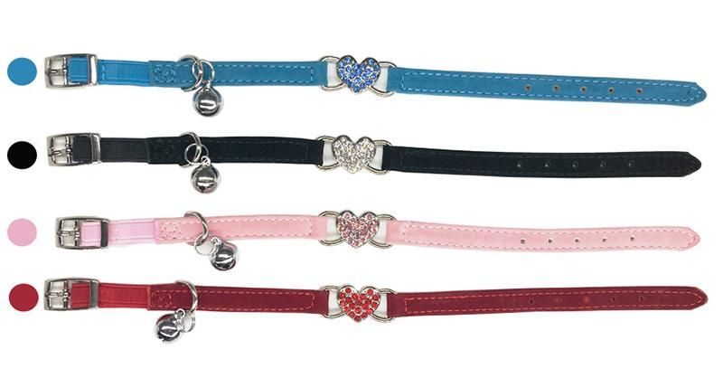 Adjustable Heart Shape Pet Dog Collar Bell Nylon DOT Necklace for Dog Cat Soft Pet Neck Chain