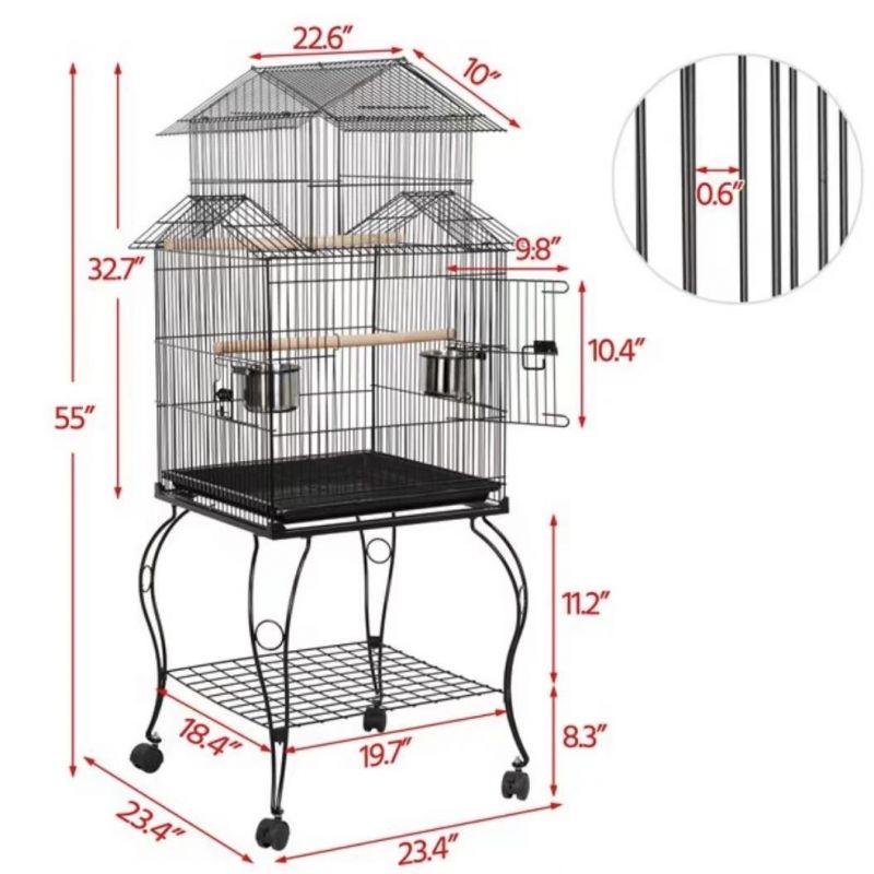Customized OEM ODM Large Bird Parrot Cage White Metal Bird Cages Parrot Bird Cage