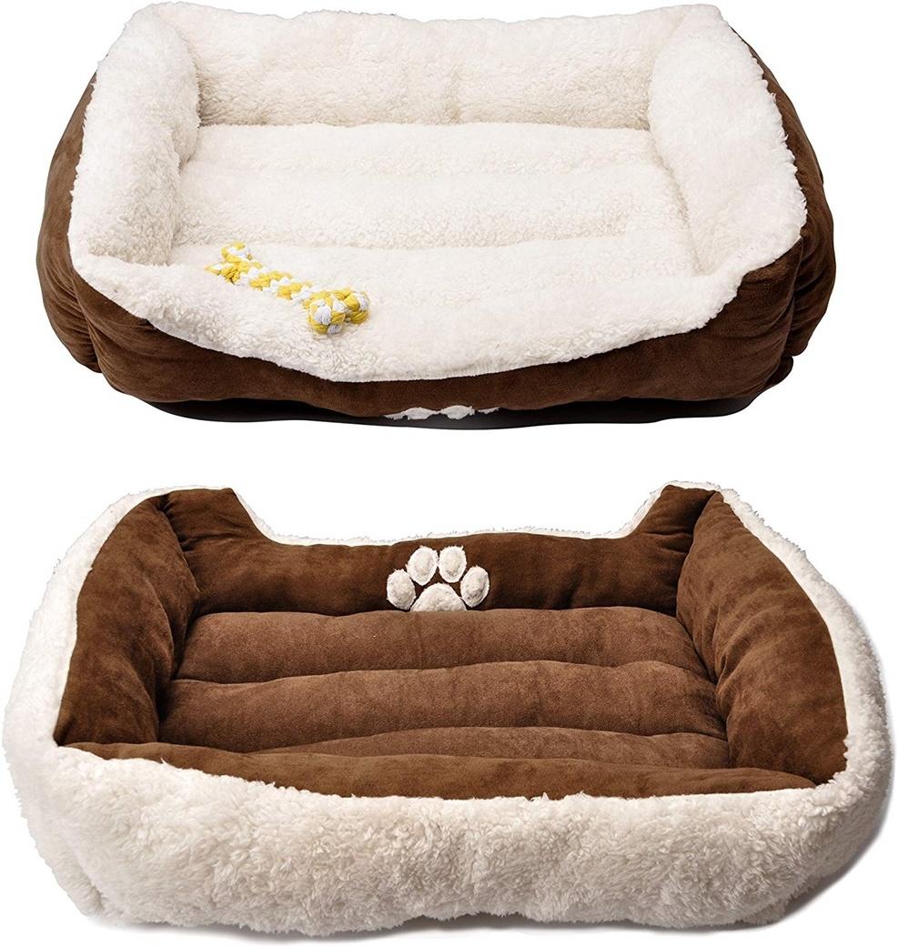 Memory Foam Pet Bed Reversible Plush Dog Cot