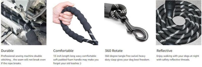 5 FT Strong Dog Rope Leash with Comfortable Padded Handle