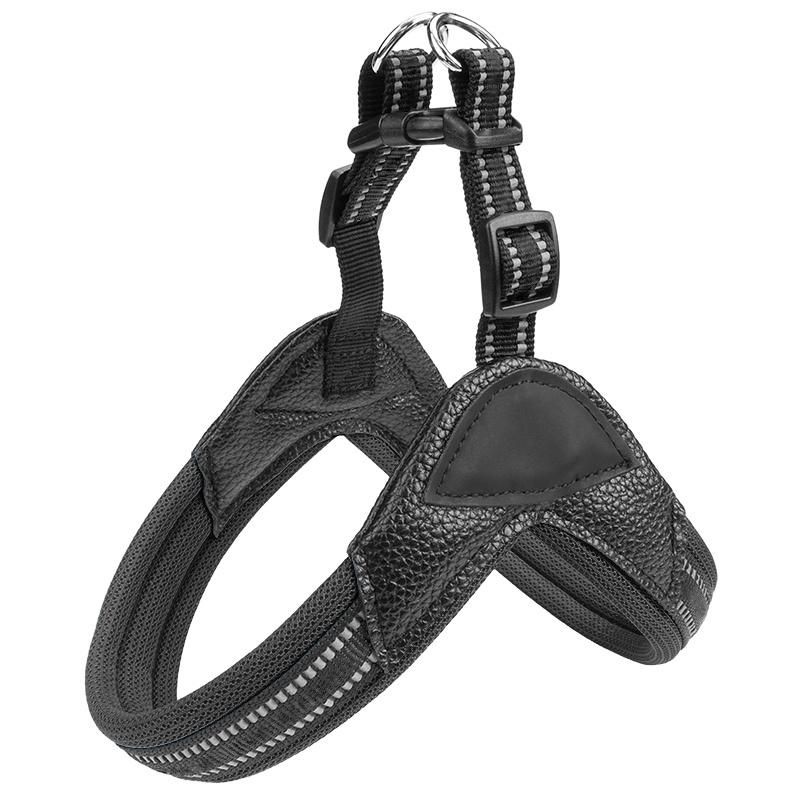 OEM Custom Luxury Designer PU Leather Reflective Pet Harness Dog Harness and Leash