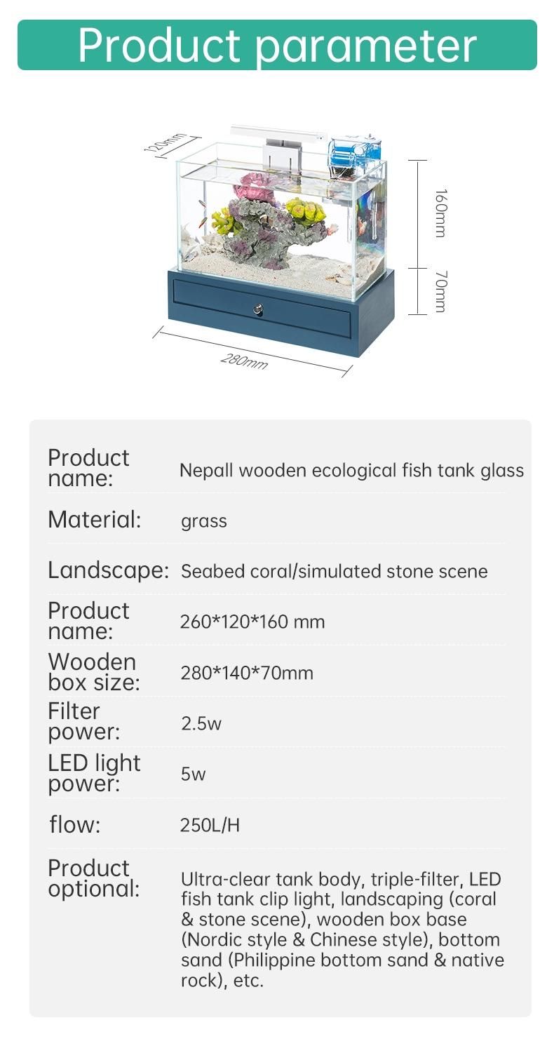 Yee Small Fish Tank with LED Light Mini Aquariums Landscaping