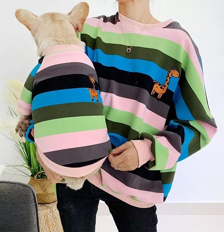 Spring Autumn Winter Pet T-Shirt Pets Rainbow Cloths Dog Clothes Clothing Dog Owner Matching Clothes