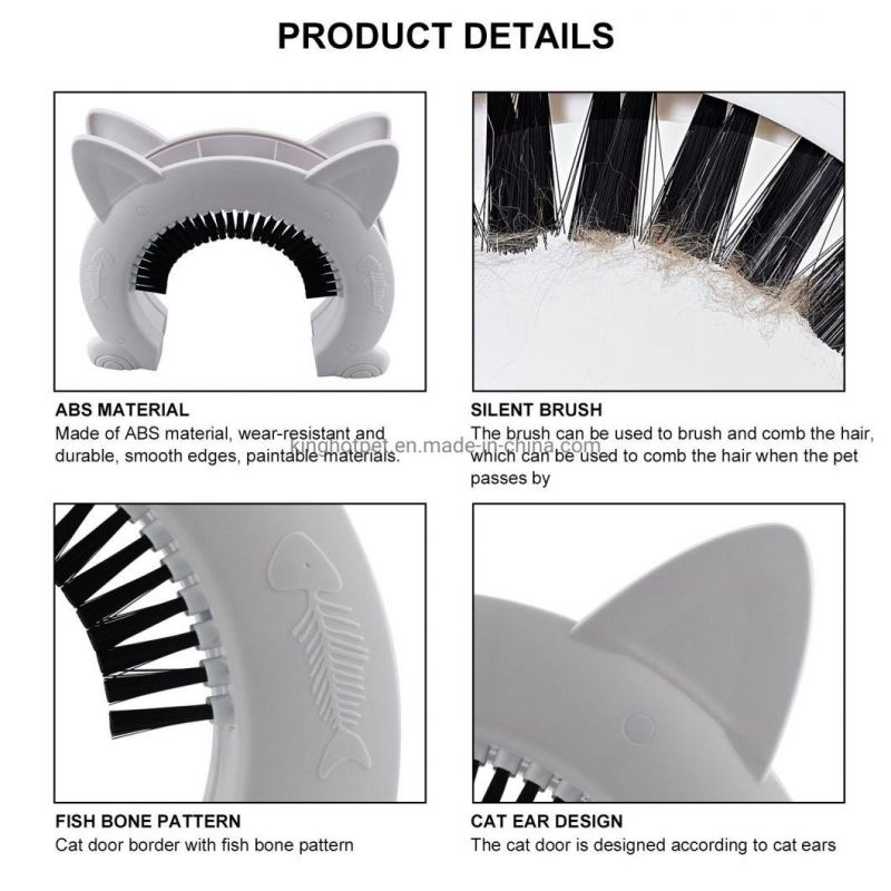 in Stock OEM ODM Bulk Products Kitty Door with Grooming Brush -Removable Beauty Fit 10kg or Less Cat Pass Cat Door for Interior Doors