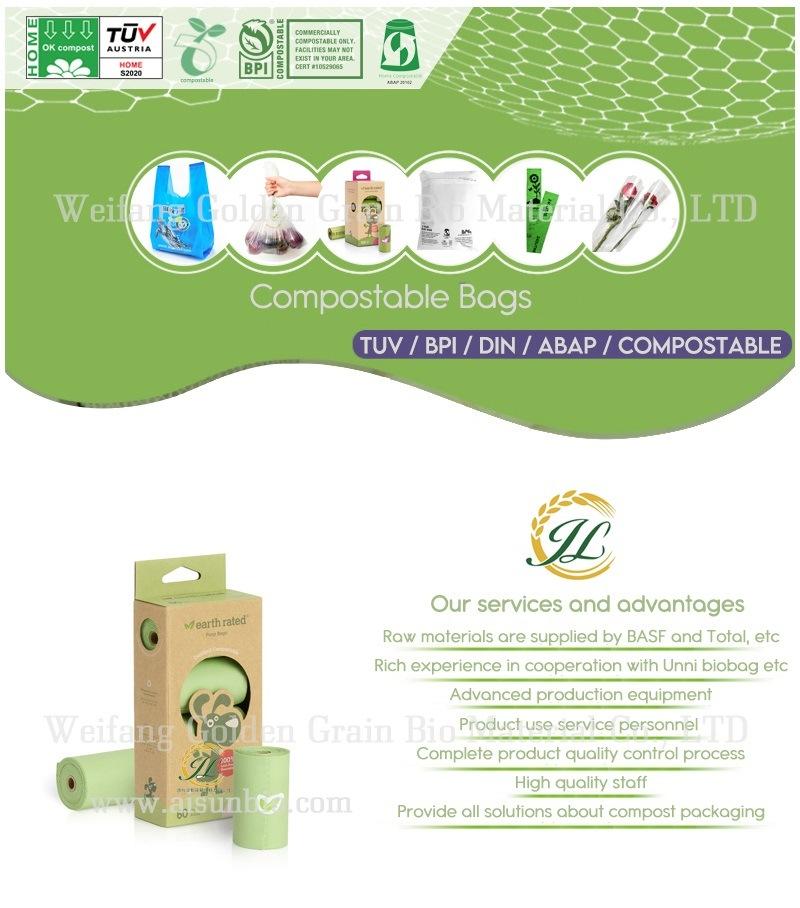 Custom Certified Zero Waste Compostable Dog Poop Bags Biodegradable on Roll Wholesale Pet Poop Bags