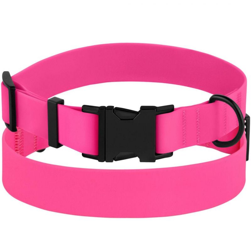 Amazon New Arrival Wholesale Dog Collar with Metal Buckle, Custom Logo Adjustable Waterproof PVC Coated Dog Collar