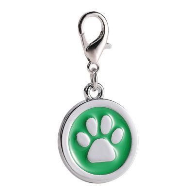 Zinc Alloy Epoxy Footprint Pet Collar Hang Tag Keychain
