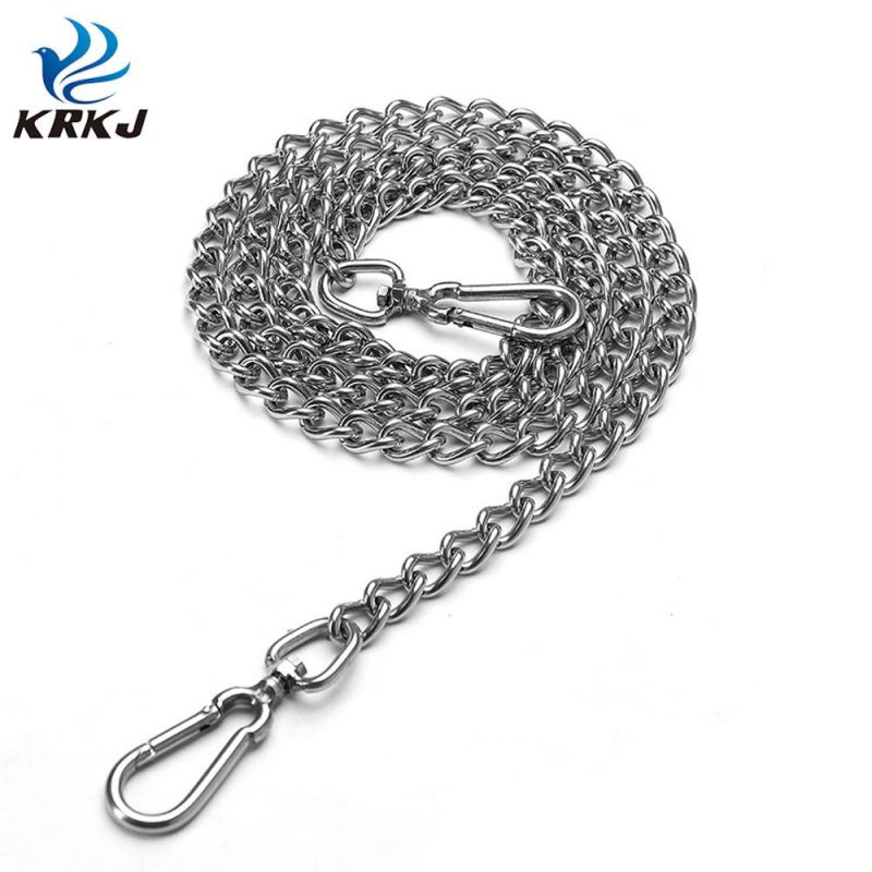 Waterproof Rust Seamless Welding Pet 2m Double Headed Stainless Steel Dog Chain Leash