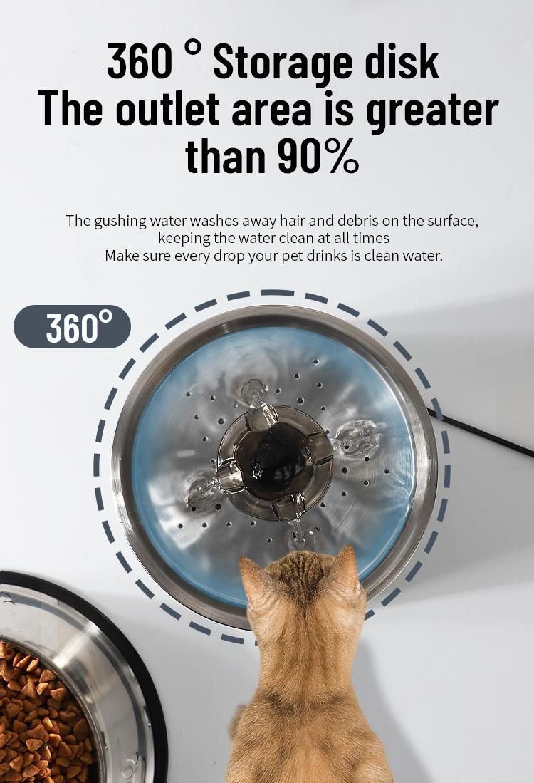 New Pet Product Made in China Power off Due to Water Shortage Electronic Stainless Steel Pet Cat Water Fountain