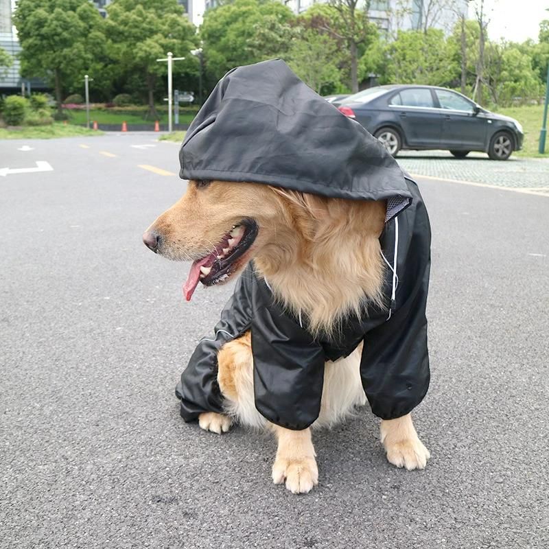 Big Dog Siamese Raincoat Breathable Reflective Big Hat Four Feet Pet Poncho
