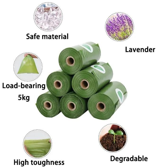 Hot Sale Pet Poop Bags Environmental Biodegradable Scent Protection Pet Trash Bags Lavender Black Bag Green Poop Bag Pet Product