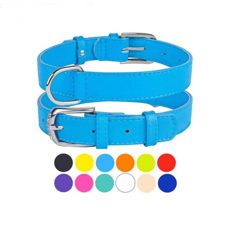 Hot Sale PU Leather Dog Collar for Medium and Large Pets with Durable Steel D-Ring and Metal Buckle