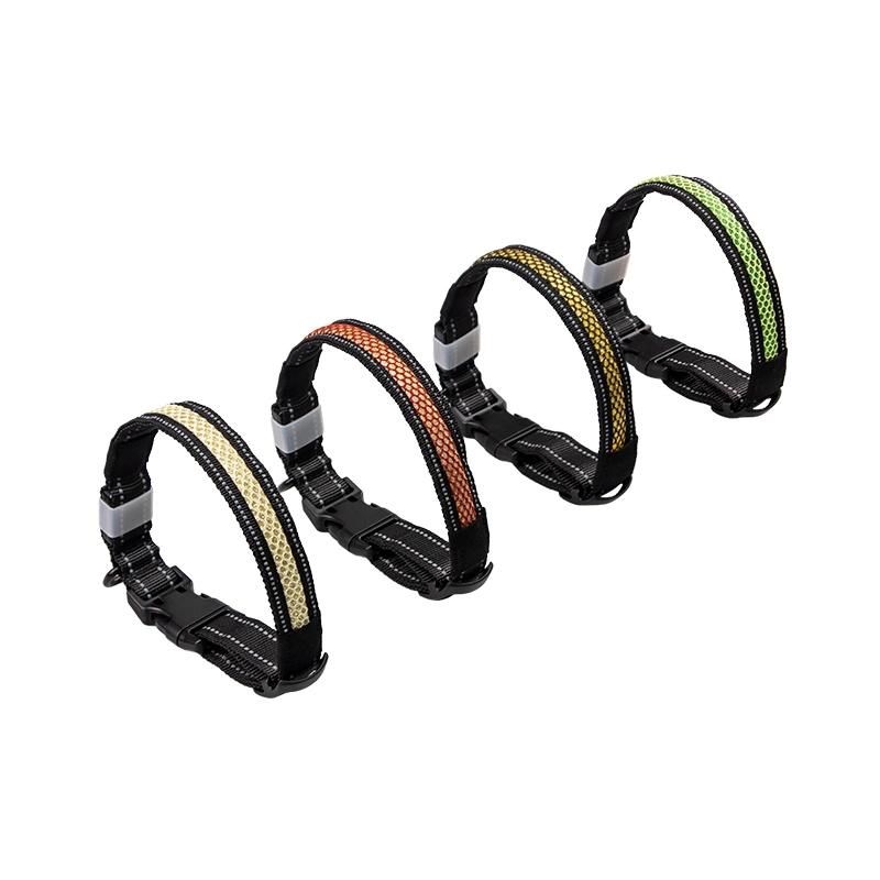 USB Rechargeable Pet Collars Eco Friendly Reflective Adjustable Night Safety Flashing LED Dog Collar