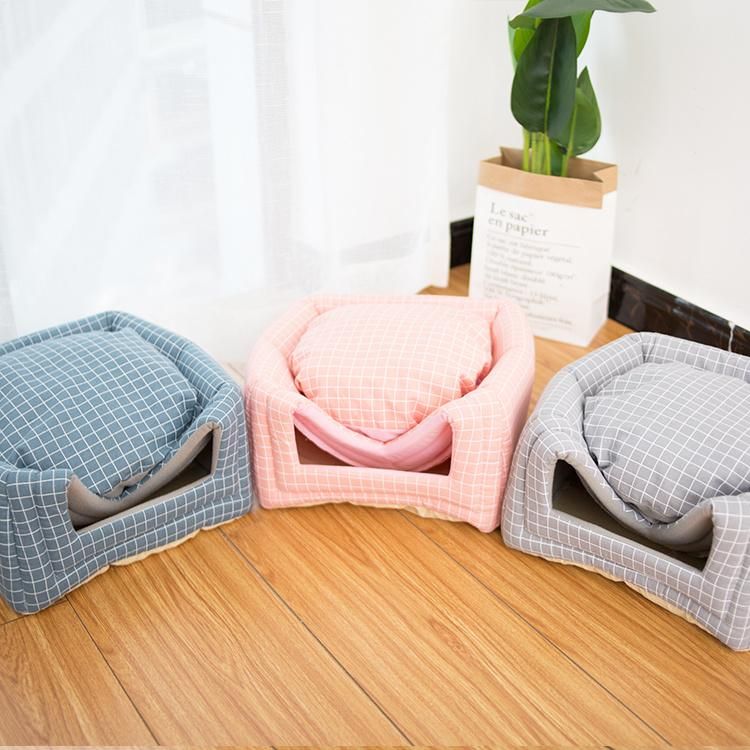 Colorful New Design High Resilience Sponge Pet Bed Soft Washable Semi-Enclosed Cat Bed