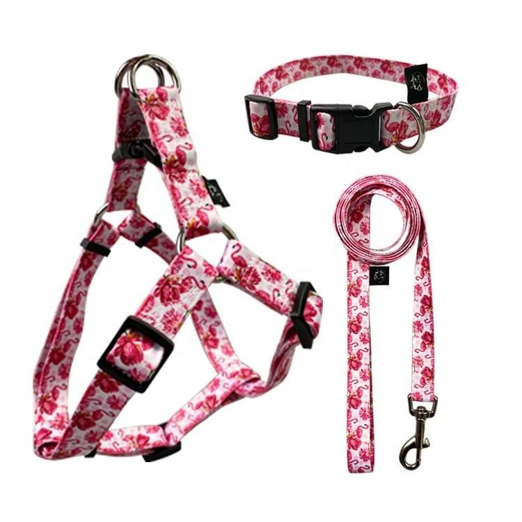 High Quality Comfort 2 in 1 Sublimation Dog Harness with Matching Dog Collar Leash Set