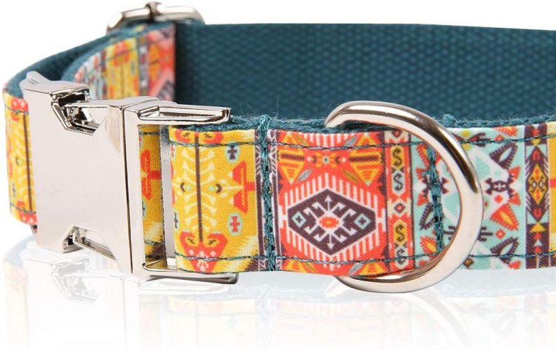 Unique Style Flower Print Adjustable Soft Dog Western Collars Martingale Heavy Duty Nylon Dog Collar