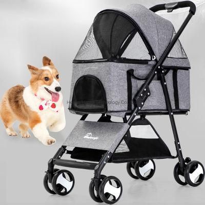2 in 1 Separate Pet Stroller and Pet Carrier Four-Wheel Shock One Hand Fold up Pet Stroller