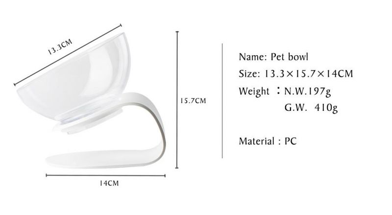 PC&Nontoxic White Color Dog&Cat Bowl with The Adjustable Stand