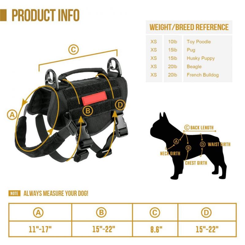 Dog Vest Durable Working Dog Tactical Dog Harness for Small Medium Puppy Dog