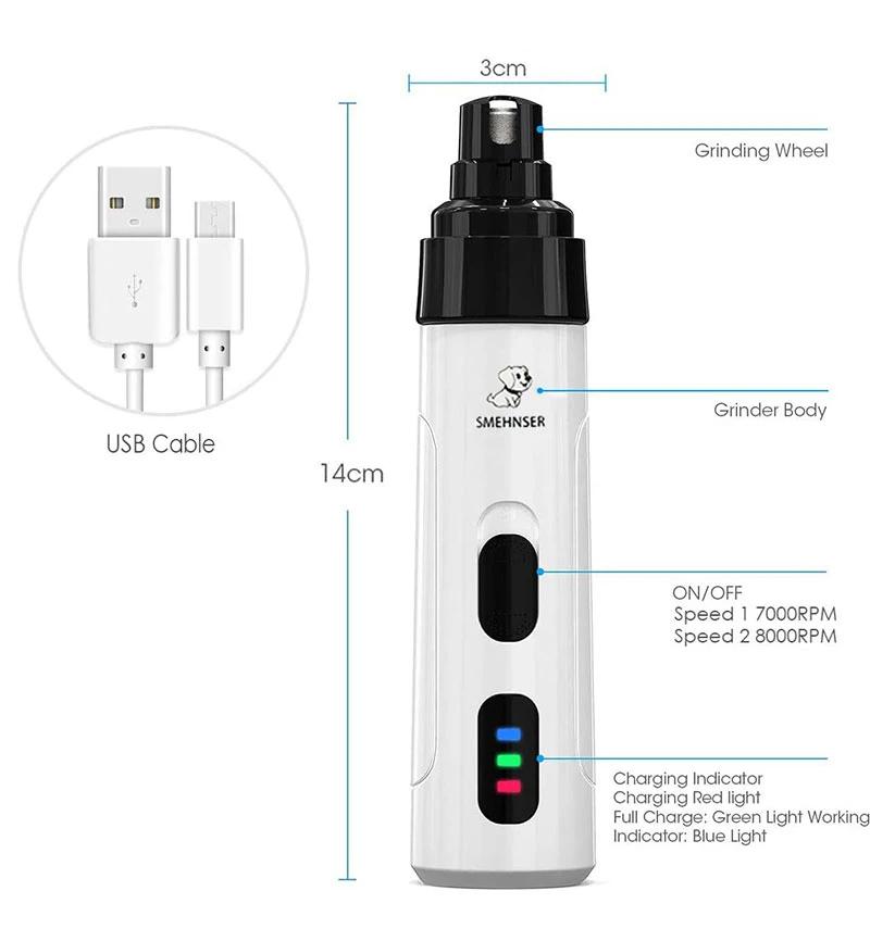 Electric Dog Nail Clippers Pet Paws Nail Grooming Trimmer Tools