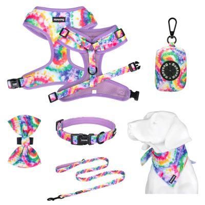Neck Adjustable Harness Reversible Harness Dog Collar Dog Lead Pet Bowtie Bandana