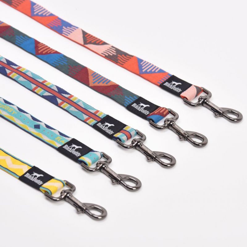 Colorful Rainbow Jacquard Weave Pet Accessories Dog Leash with New Design Easy on and off