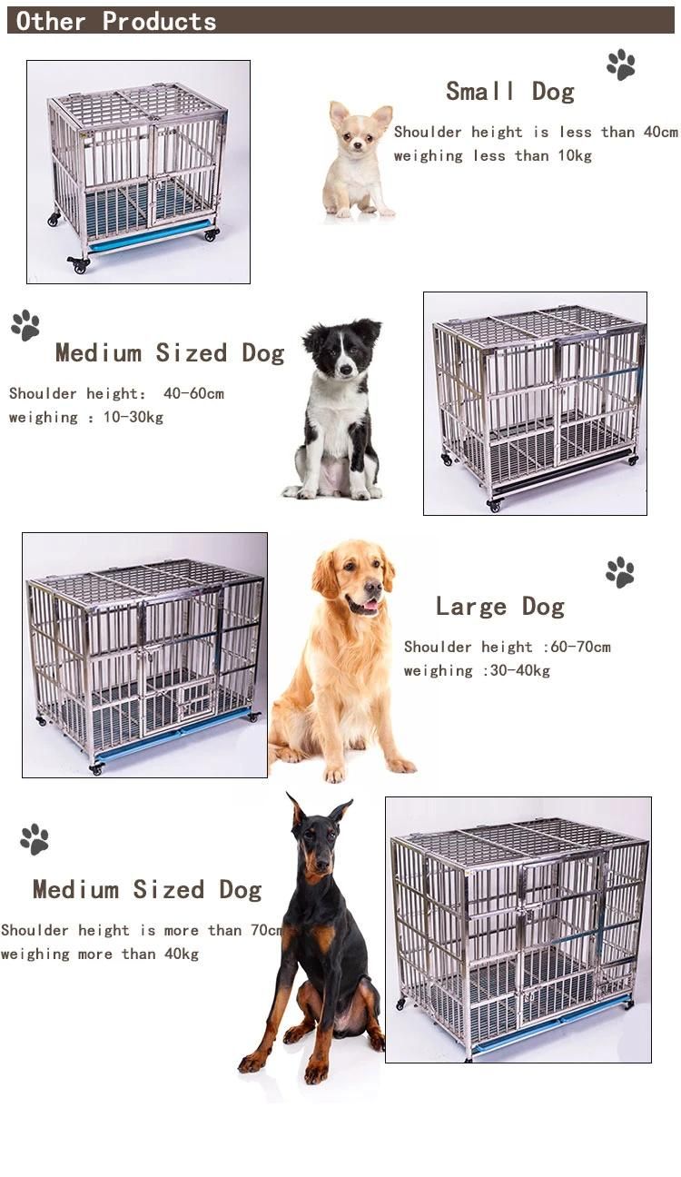 High Quality Dog Cages Metal Kennels Double Door Black Metal Wire Cage for Large Dog with Wheels