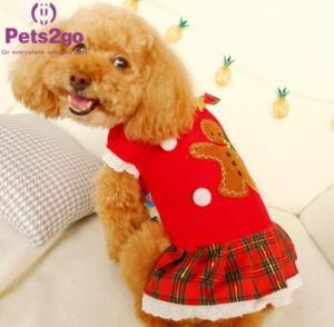 Autumn/Winter Christmas Pet Gingerbread Man Check Skirt Dog Dress