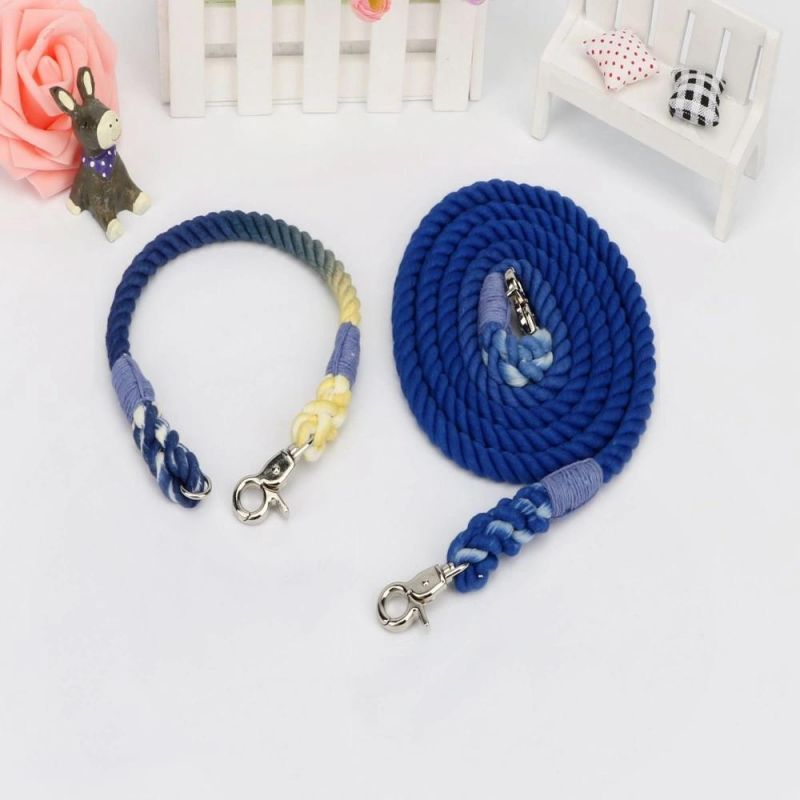 Fashionable Durable Ombre Natural Ombre Color Dog Leash with Pure Cotton Rope