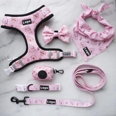 Popular Custom Design Dog Harness with Matching Collar Leash Bow Tie and Bandana Set Dog Harness Vest/Vital Pet Products