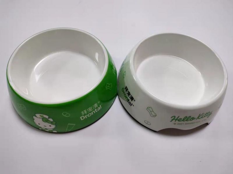 Glossy White Anti-Glutton Cat Dog Slower Eatting Melamine Bowl