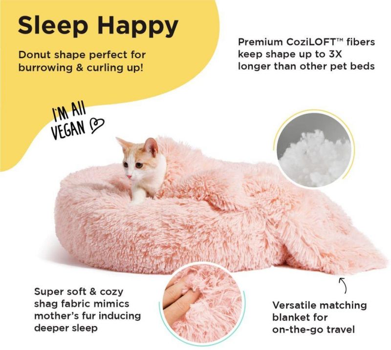 Original Calming Donut Soft Fabric Cat Dog House Durable Luxury Pet Bed for Winter