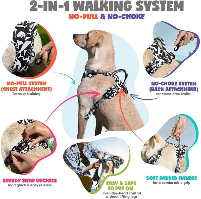 Dog Collar and Leash Set, Adjustable Reflective Breathable Oxford Harness Pet Supplier Accessories