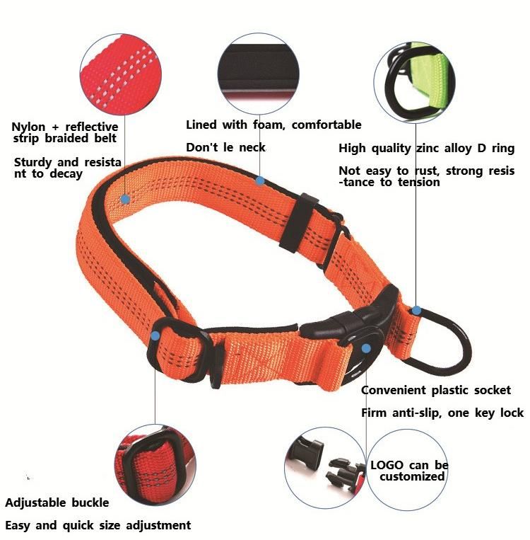 High Quality High Visibility Reflective Soft Adjustable Dog Collar Pet Collar