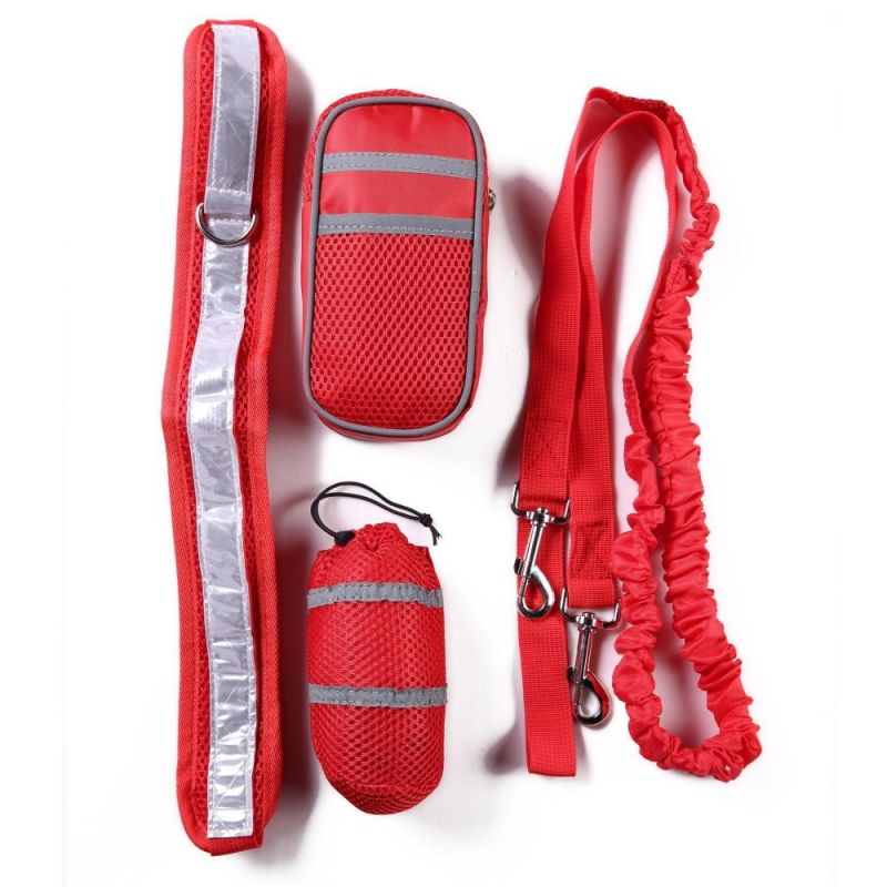 Dog Running Pet Sports Suit Reflective Traction Rope Set Running Traction Training Bag Suit