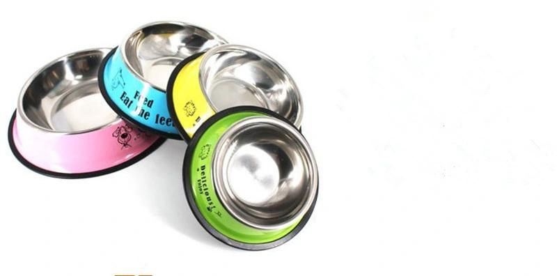 Pet Supplies Non-Slip Stainless Steel Dog Drinking Water Food Bowl