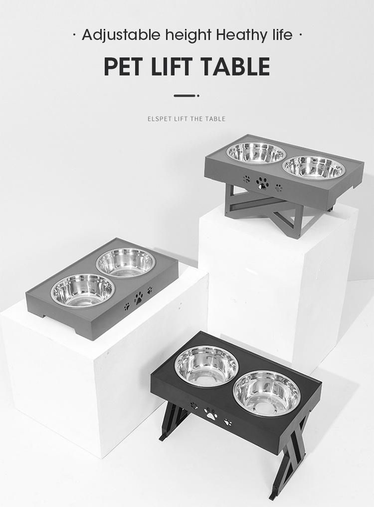 Pet Lift Table Dog Stainless Steel Dog Bowl Drinking Table Adjustable Food Basin Feeding Bowl Rice Bowl