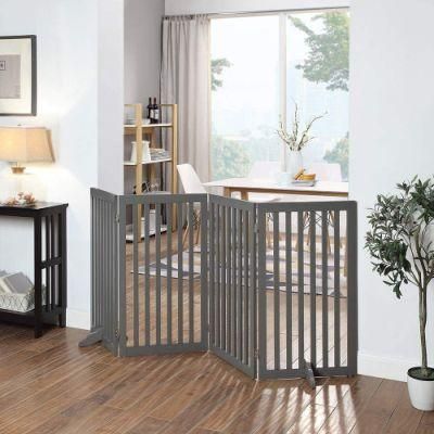 Freestanding Pet Gate Wooden Folding Dog Gate Fence for Doorways