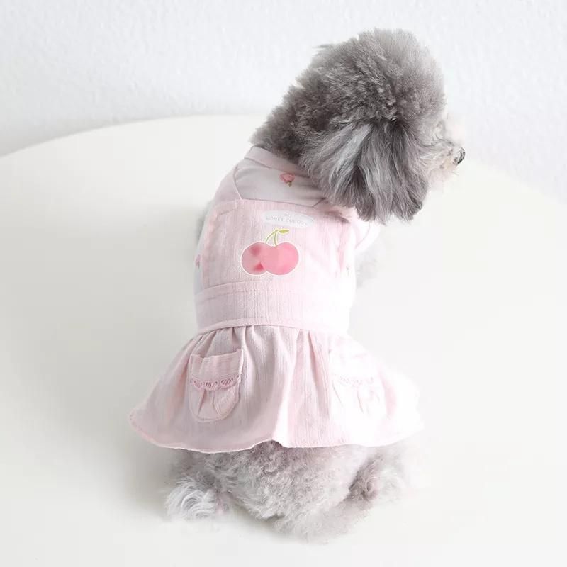 High Quality Spring and Summer New Pet Clothing Dog Clothes Cotton Elastic Strap Pocket Simple Dress for Cats Dogs