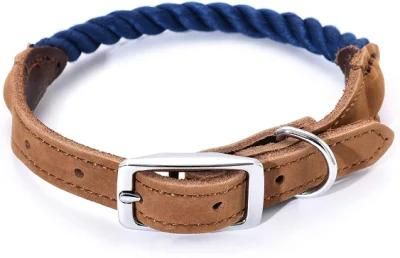 Luxury Leather Cotton Rope Dog Collar