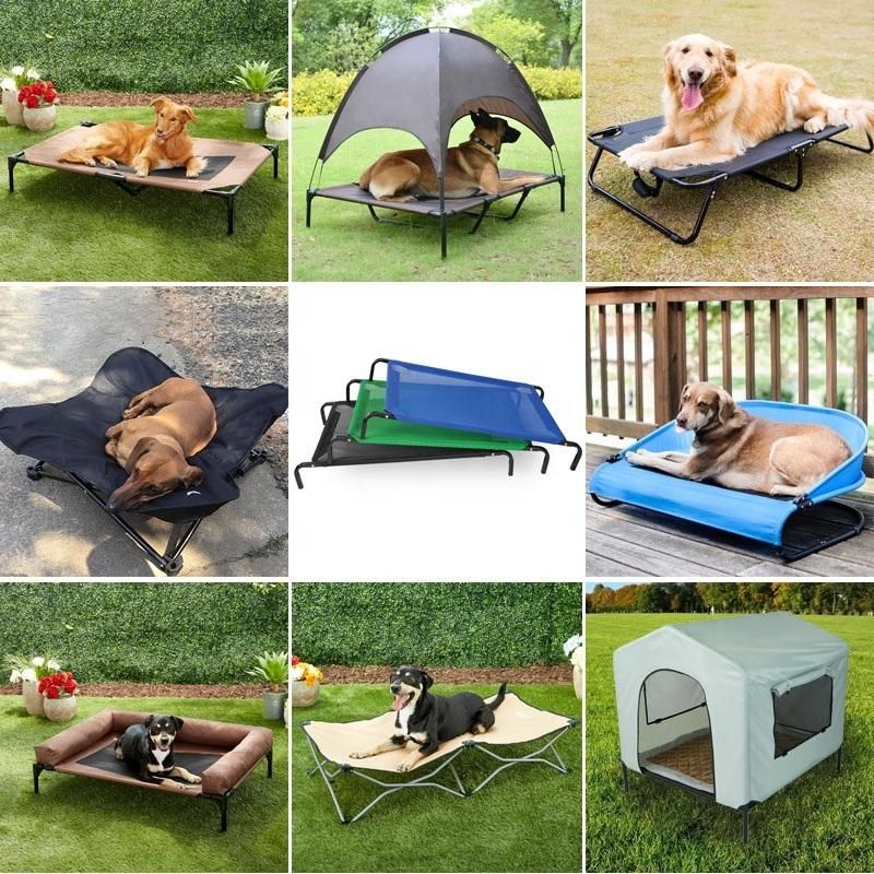 Elevated Portable Cooling Foldable Folding Raised Pet Dogs Cats Cot with Steel Frame Play and Rest Bed