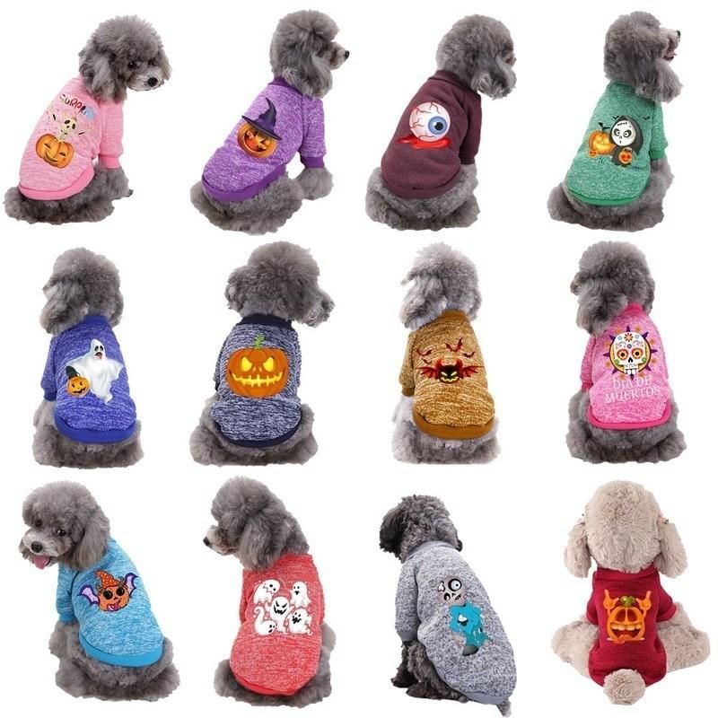 Pet Dog Pumpkin Sweater, Autumn Winter Halloween Teddy Cotton Costume Fashion Stretch Clothes//