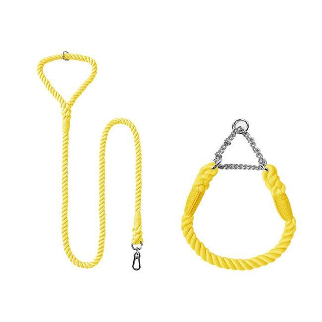 Long Dog Training Leash Slip Rope No Pull Cotton Ombre Woven Strong Running Dog Leash Collar Set