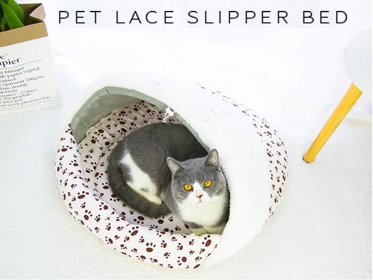 High Quality Plush Fleece Breathable Eco-Friendly Cute Grey Little Pig Doghouse Beds Home Pet Bed with Slipper Shaped